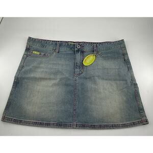 Lady Enyce Women's Short Mini Skirt Size 30 Blue Denim Triple Needle Stitch NWT
